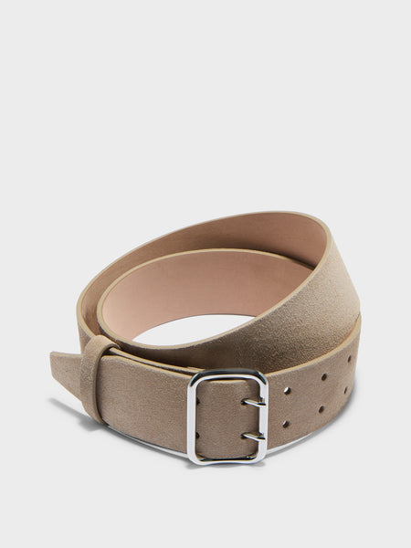 Nari Leather Belt | Sand/Silver Suede