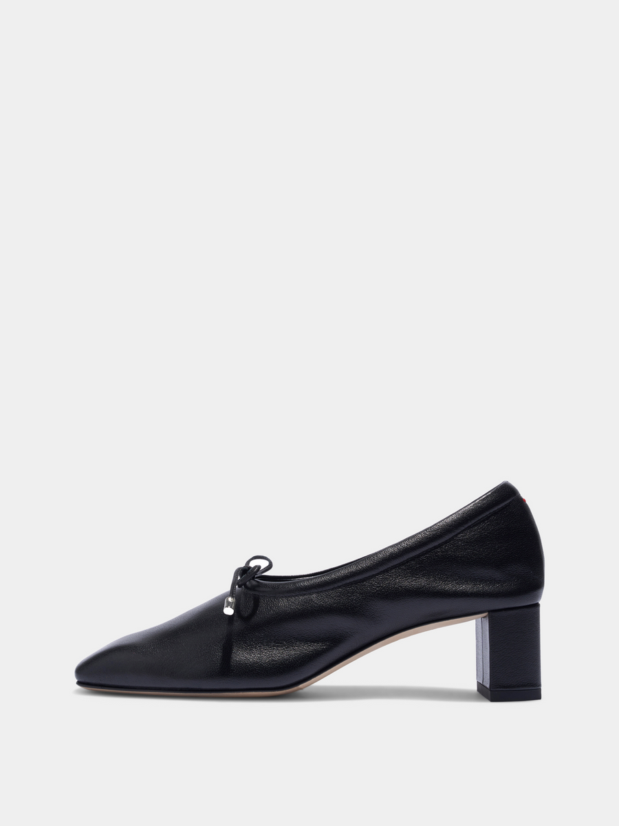 Aeyde | Narissa Square-Toe Pumps Leather Pumps for Women | Black Lambskin | Square Toe | Mid Heel | Side View