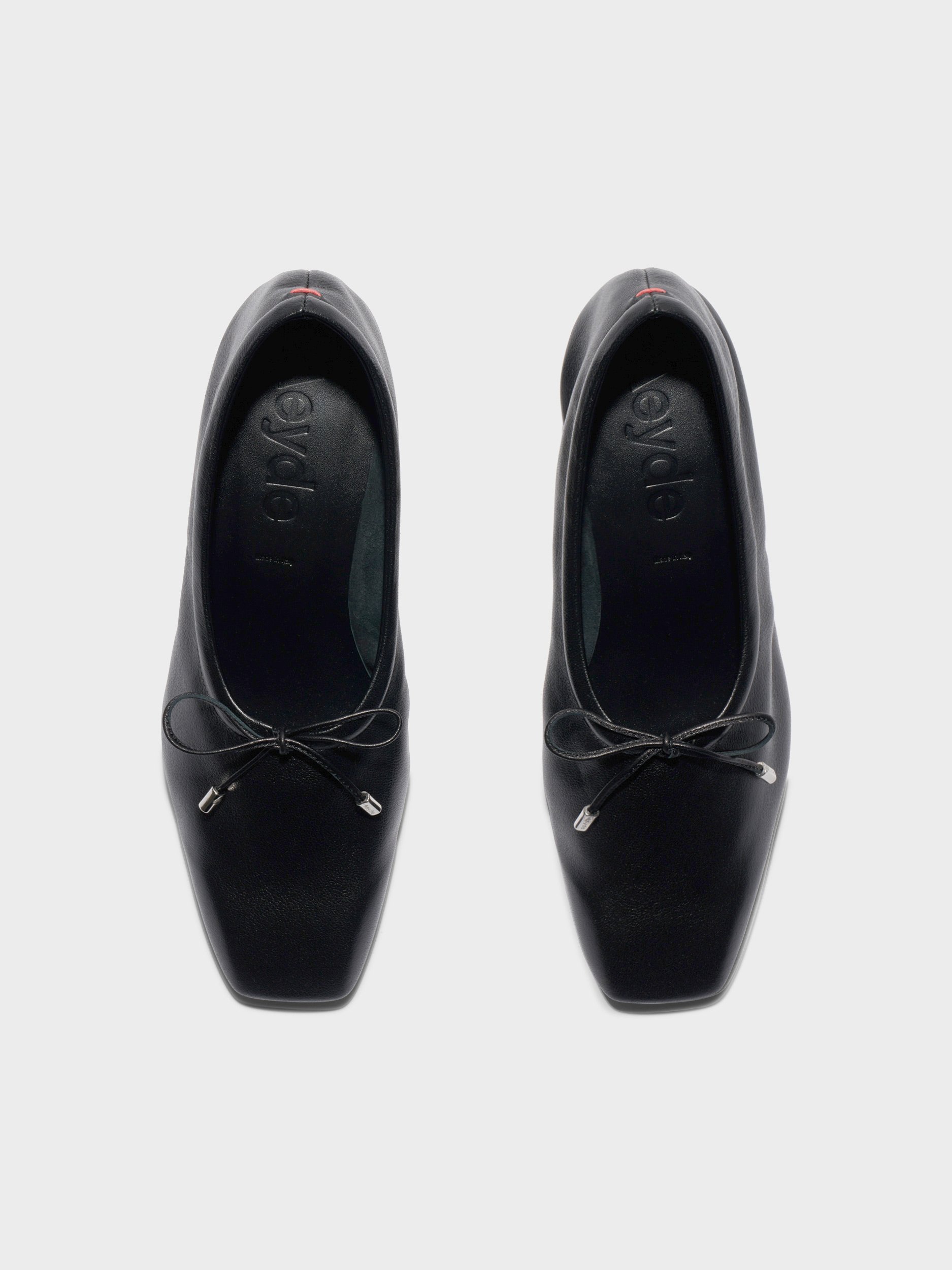 Aeyde | Narissa Square-Toe Pumps Leather Pumps for Women | Black Lambskin | Square Toe | Mid Heel | Front View