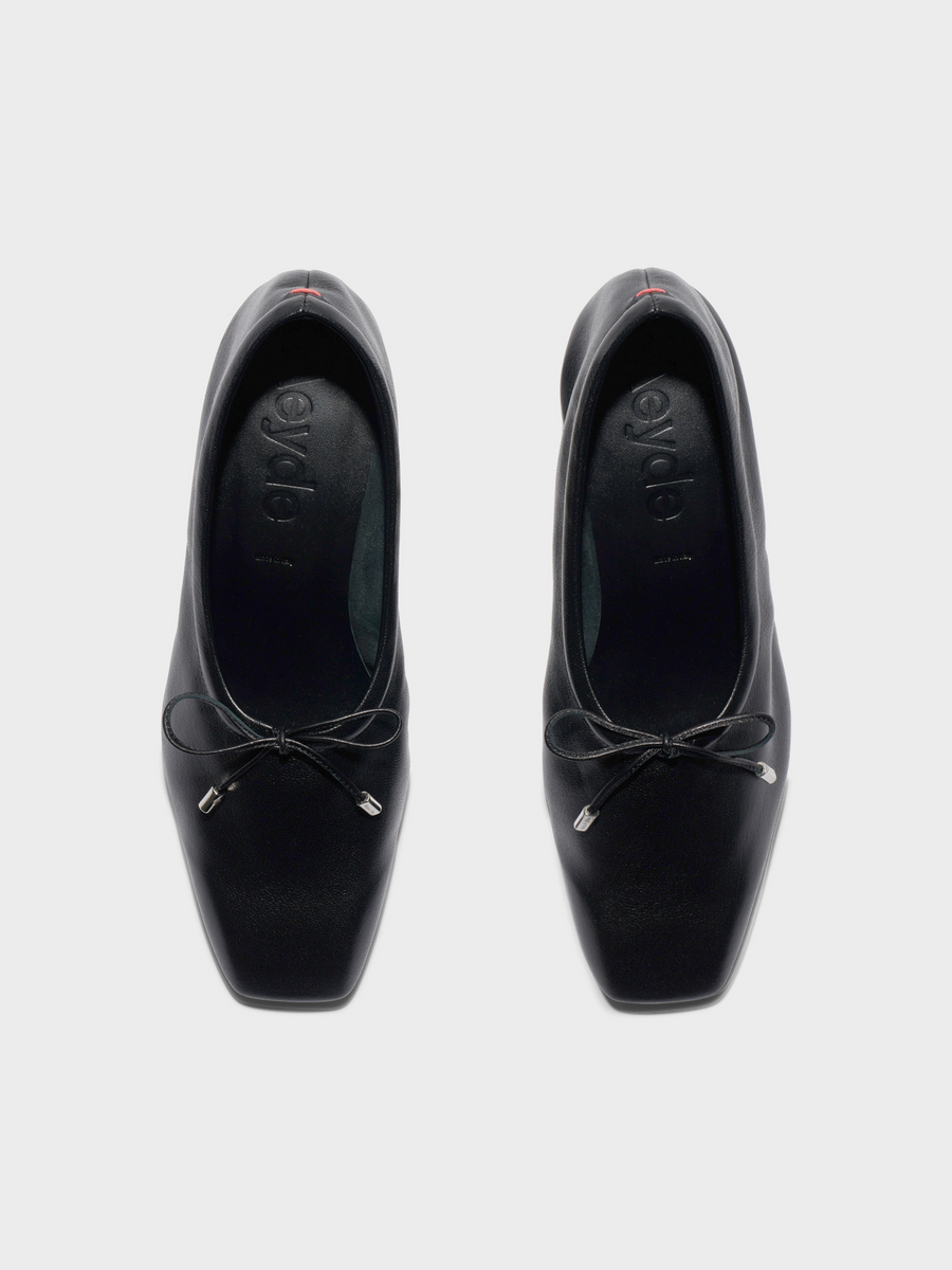 Aeyde | Narissa Square-Toe Pumps Leather Pumps for Women | Black Lambskin | Square Toe | Mid Heel | Front View