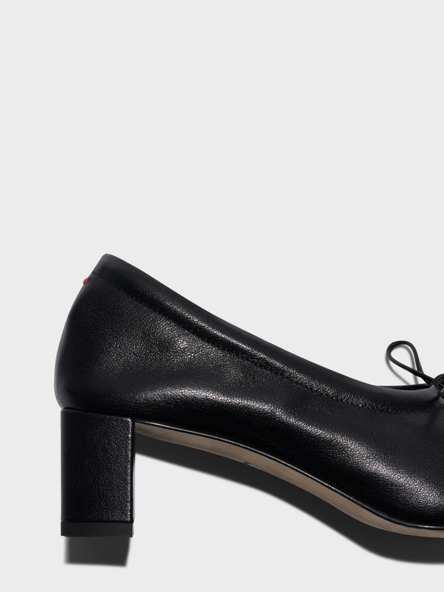 Aeyde | Narissa Square-Toe Pumps Leather Pumps for Women | Black Lambskin | Square Toe | Mid Heel | Heel Details