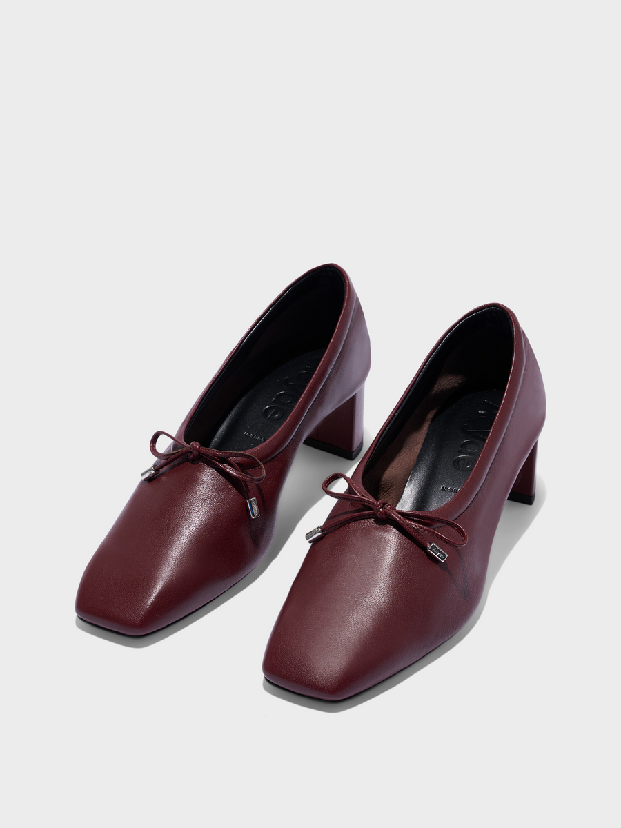 Aeyde | Narissa Square-Toe Pumps Leather Pumps for Women | Port Lambskin | Square Toe | Mid Heel | Luxury Materials | Handmade in Italy