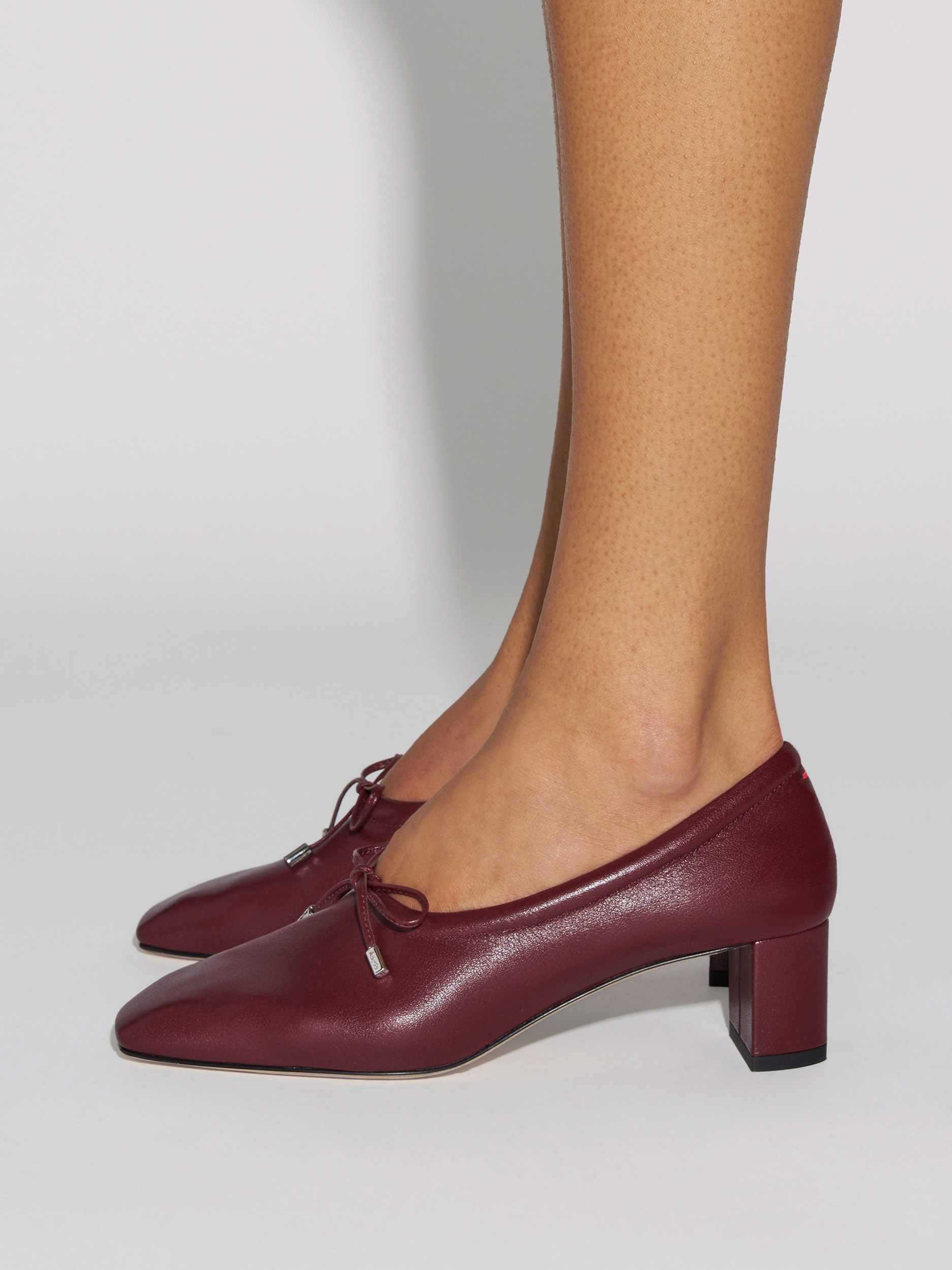 Aeyde | Narissa Square-Toe Pumps Leather Pumps for Women | Port Lambskin | Square Toe | Mid Heel | How to Style
