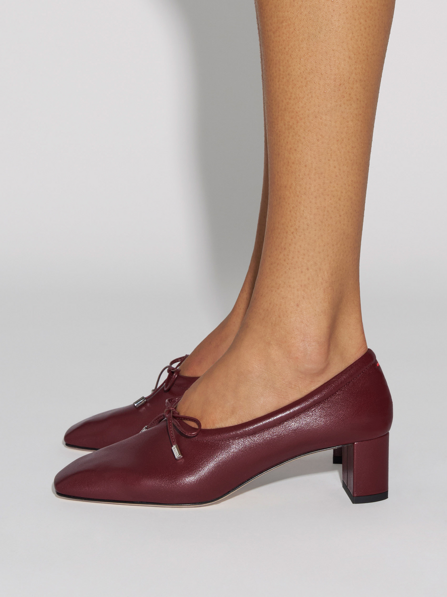 Aeyde | Narissa Square-Toe Pumps Leather Pumps for Women | Port Lambskin | Square Toe | Mid Heel | How to Style