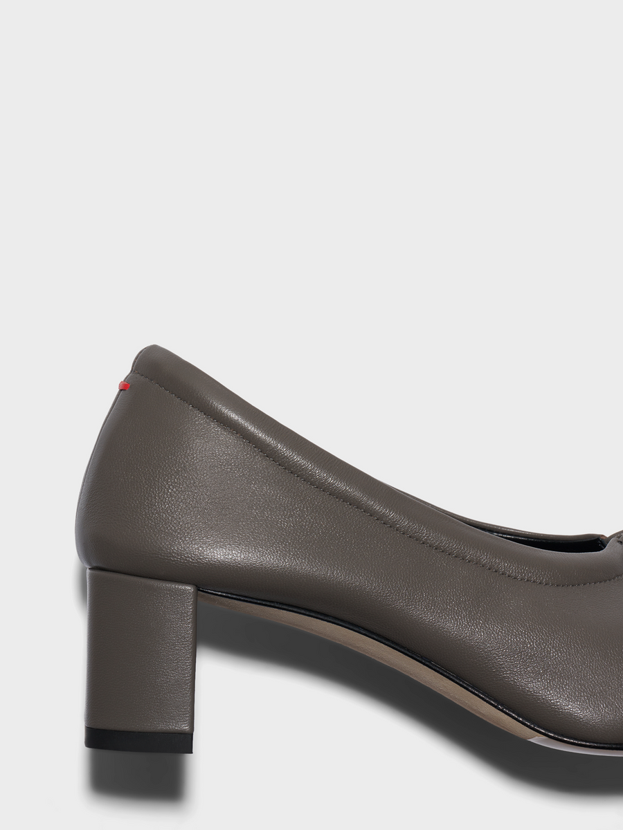 Aeyde | Narissa Square-Toe Pumps Leather Pumps for Women | Taupe Lambskin | Square Toe | Mid Heel | Heel Details