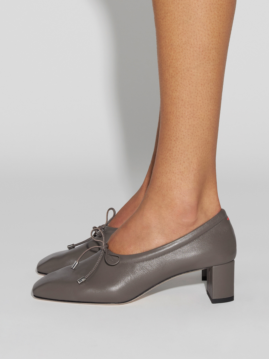 Aeyde | Narissa Square-Toe Pumps Leather Pumps for Women | Taupe Lambskin | Square Toe | Mid Heel | How to Style