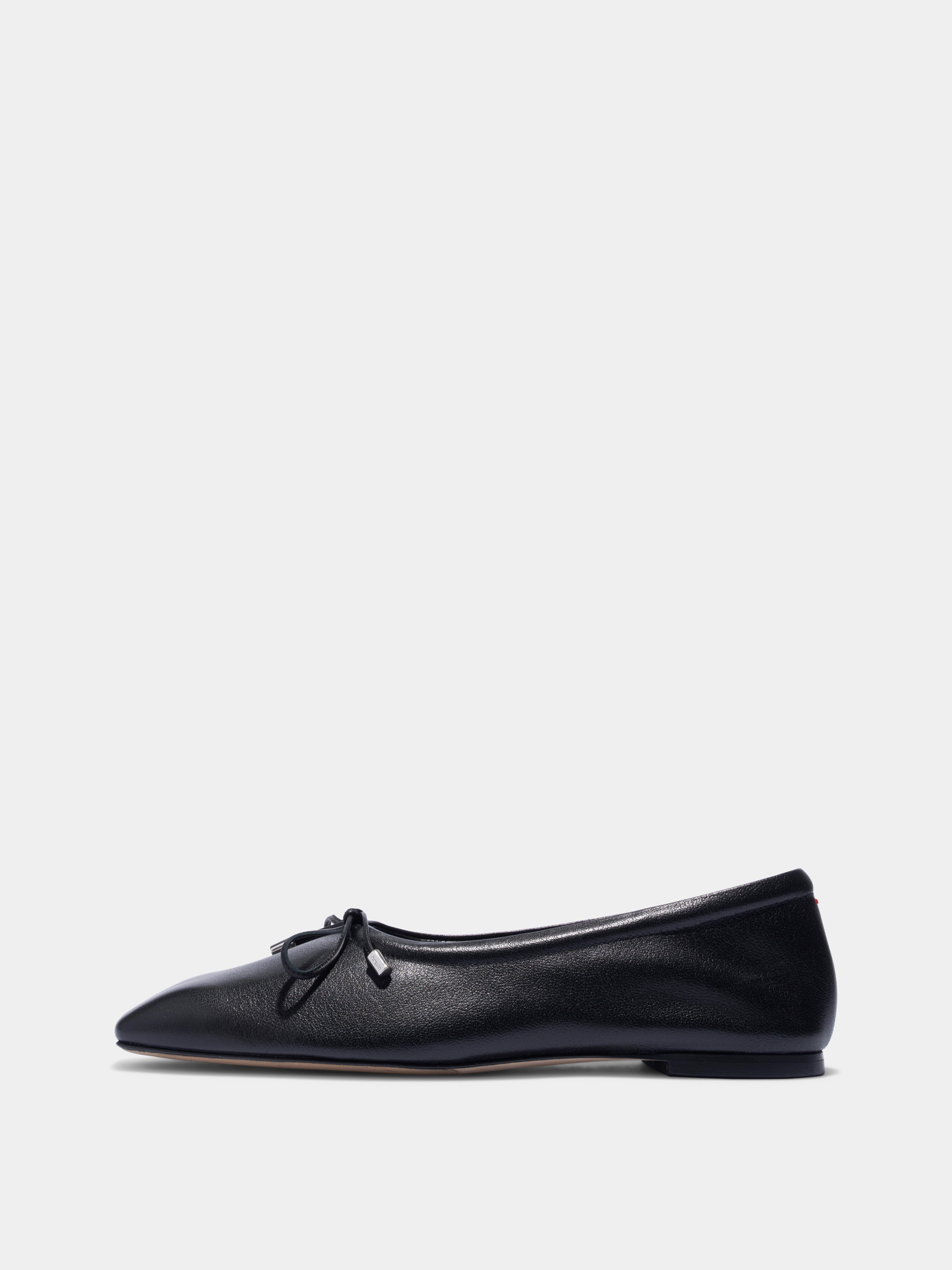 Aeyde | Nomi Glove-Fit Flats Leather Flats for Women | Black Lambskin | Square Toe | Flat Heel | Side View