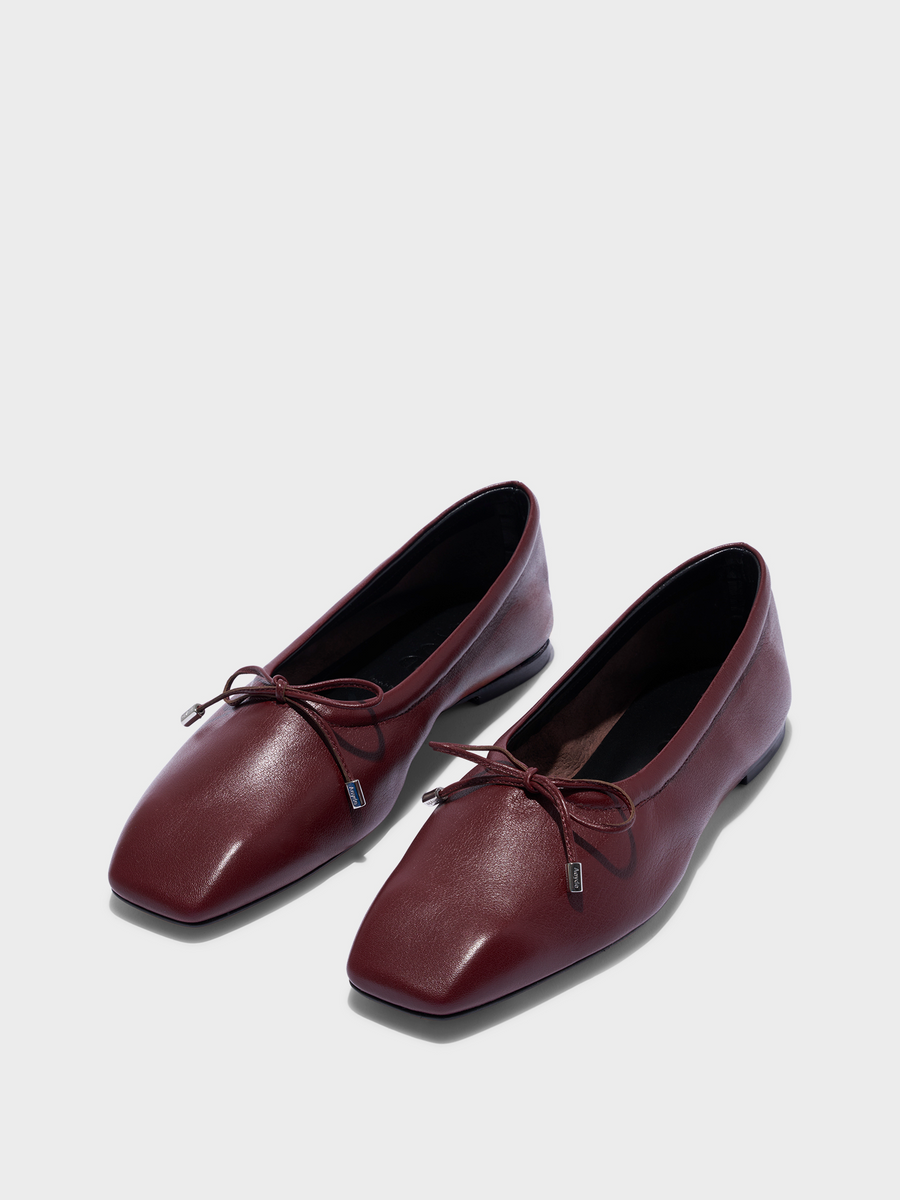 Aeyde | Nomi Glove-Fit Flats Leather Flats for Women | Port Lambskin | Square Toe | Flat Heel | Luxury Materials | Handmade in Italy