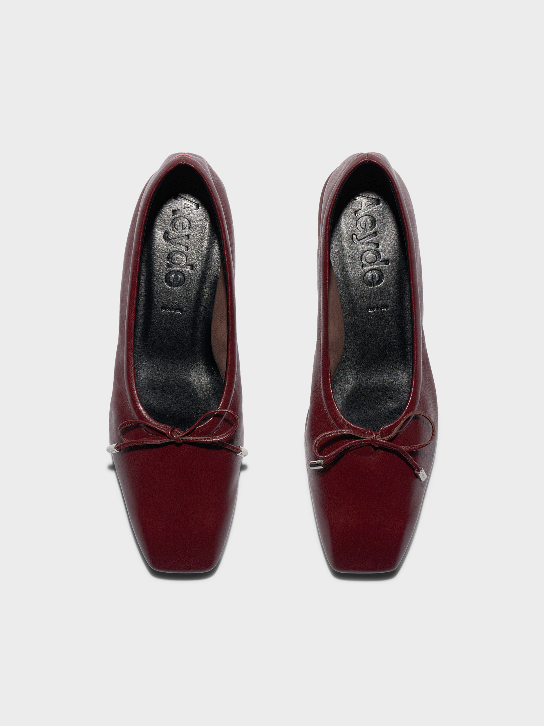 Aeyde | Nomi Glove-Fit Flats Leather Flats for Women | Port Lambskin | Square Toe | Flat Heel | Front View
