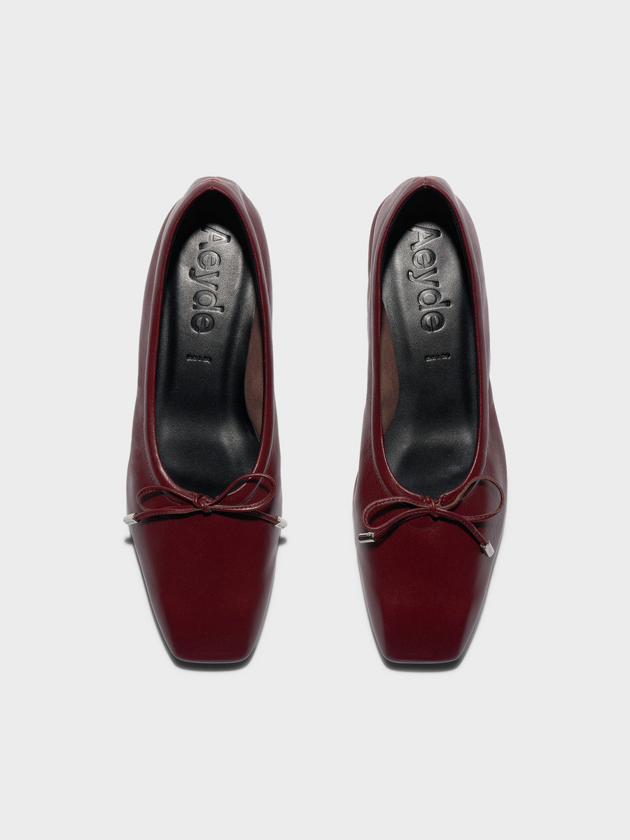 Aeyde | Nomi Glove-Fit Flats Leather Flats for Women | Port Lambskin | Square Toe | Flat Heel | Front View