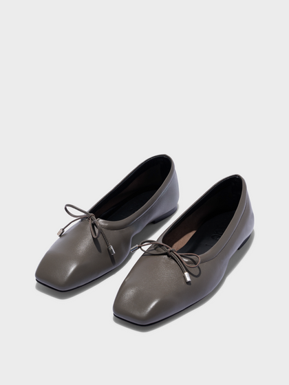 Aeyde | Nomi Glove-Fit Flats Leather Flats for Women | Taupe Lambskin | Square Toe | Flat Heel | Luxury Materials | Handmade in Italy