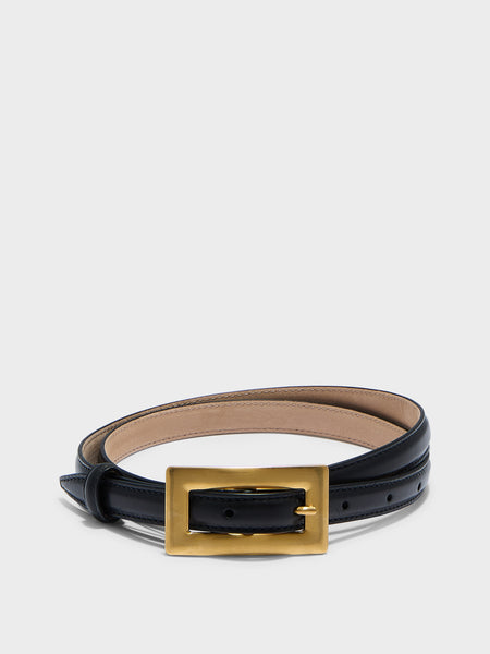 Noya Leather Belt | Black/Gold Calf