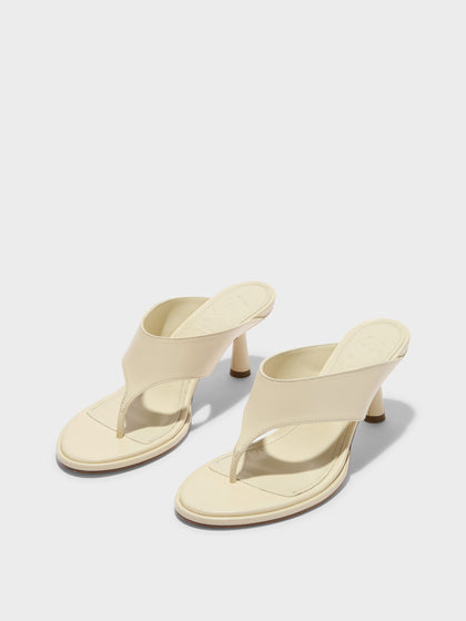 Aeyde | Olenna Leather Heeled Sandals for Women | Creamy Nappa | Round Toe | Mid Heel | Luxury Materials | Handmade in Italy