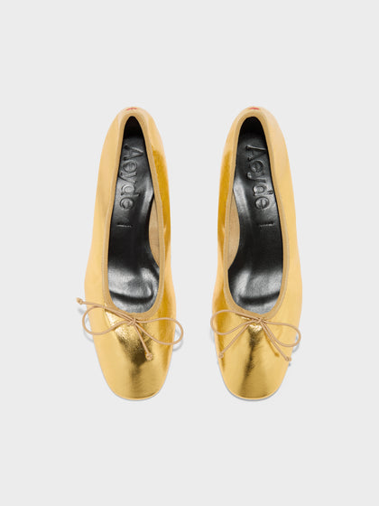 Onda Leather Flats | Gold Crackle Onda Leather Flats | Gold Crackle
