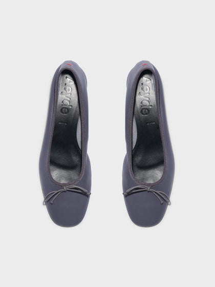Aeyde | Onda Round-Toe Ballet Flats Leather Flats for Women | Dusty Purple Nappa | Round Toe | Low Heel | Front View