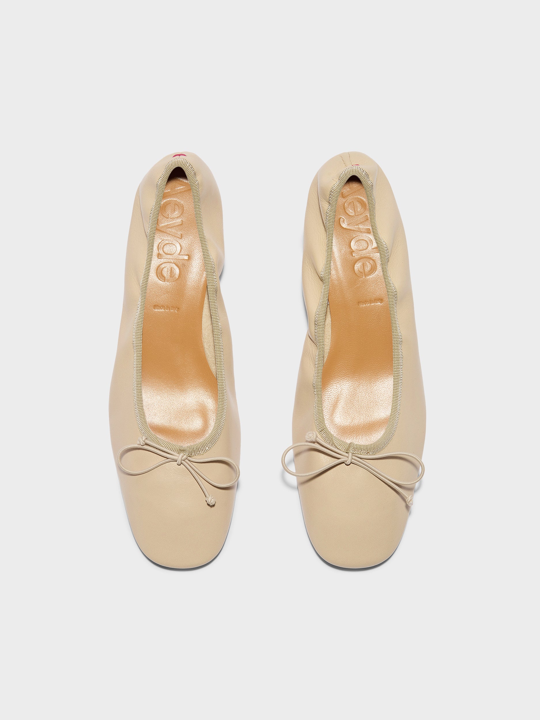 Aeyde | Onda Leather Flats for Women | Sand Nappa | Round Toe | Low Heel | Front View