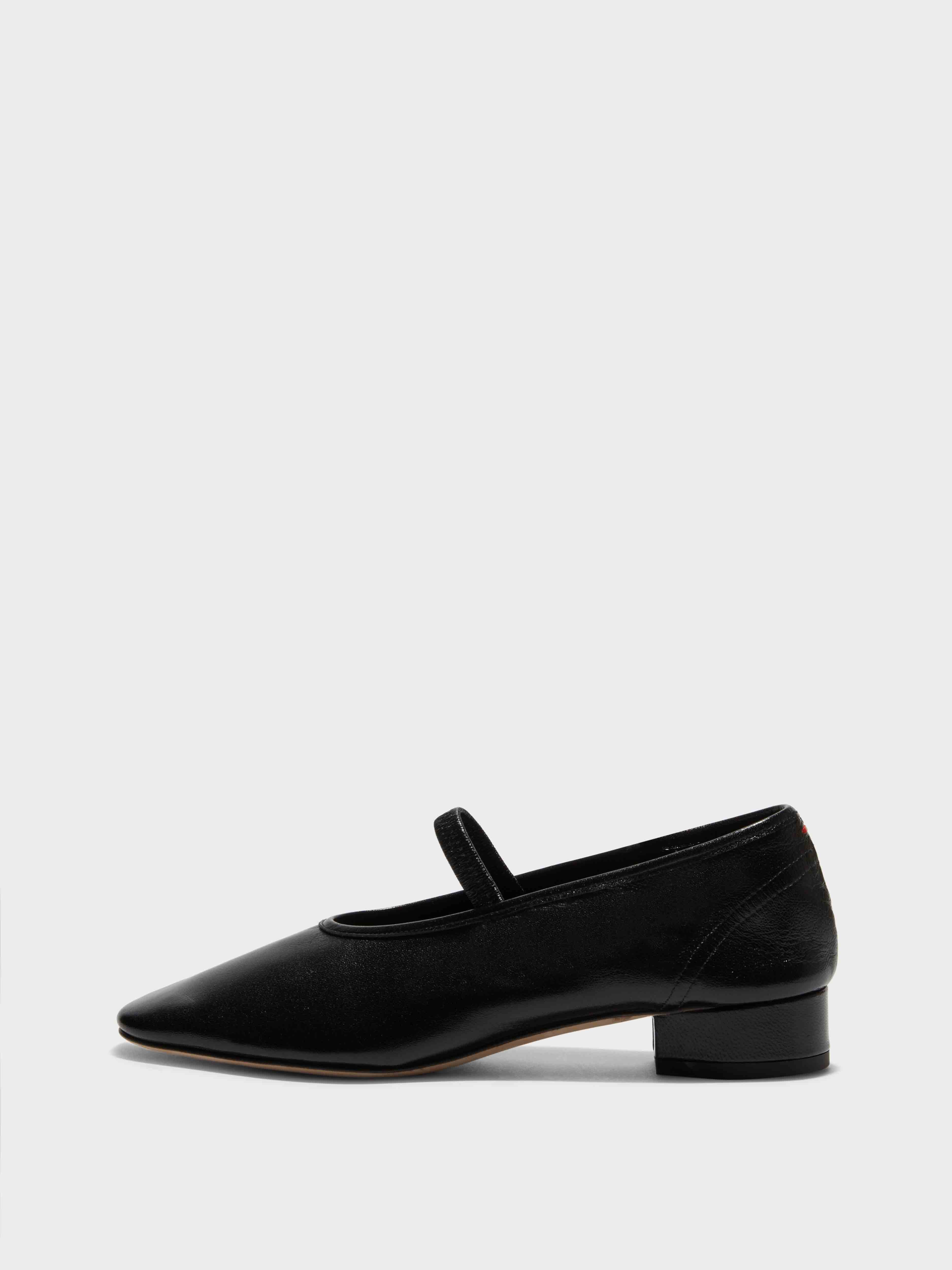 Aeyde | Pippa Leather Ballet Flats Leather Flats for Women | Black Nappa | Round Toe | Low Heel | Side View