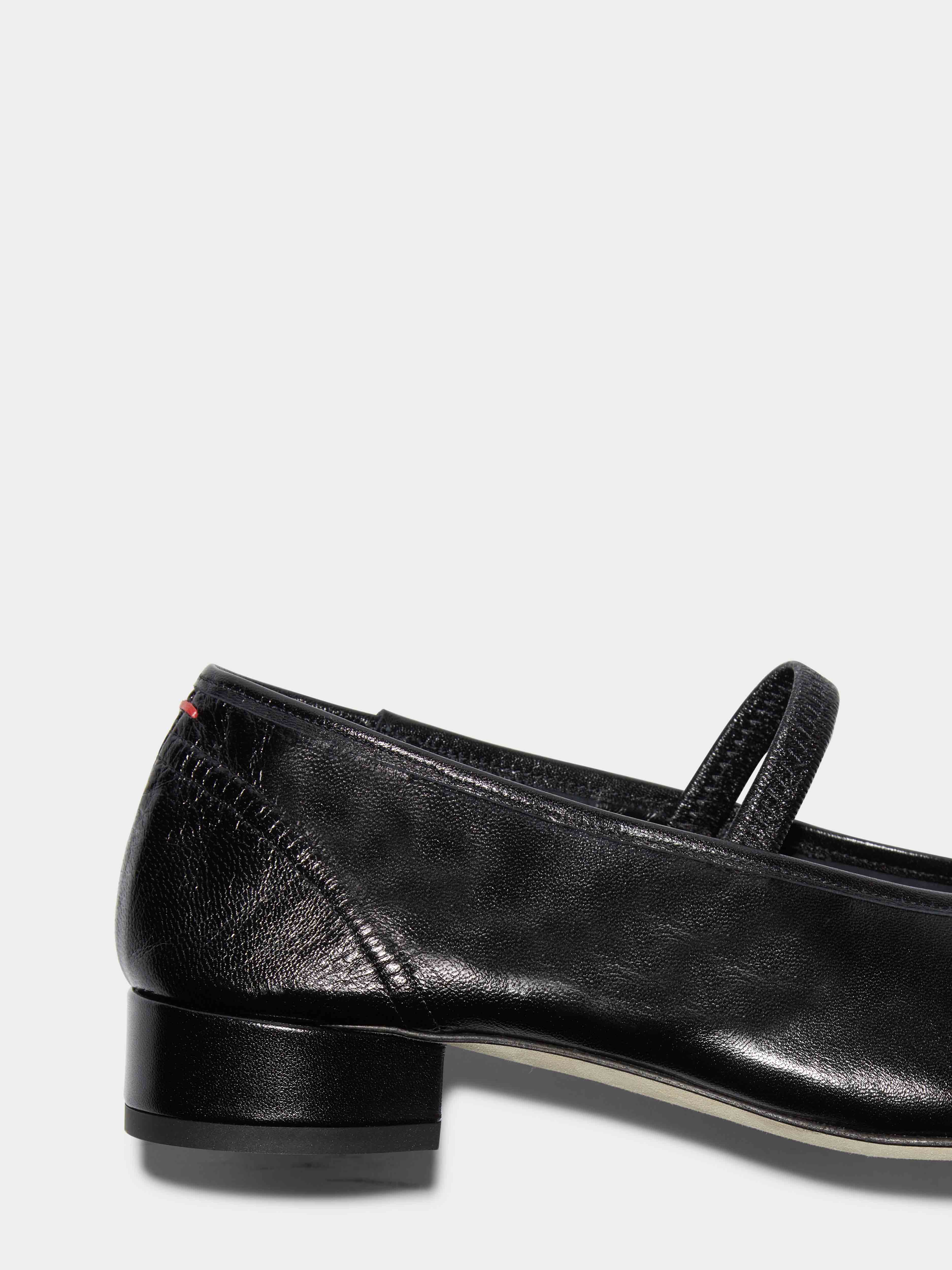 Aeyde | Pippa Leather Ballet Flats Leather Flats for Women | Black Nappa | Round Toe | Low Heel | Heel Details