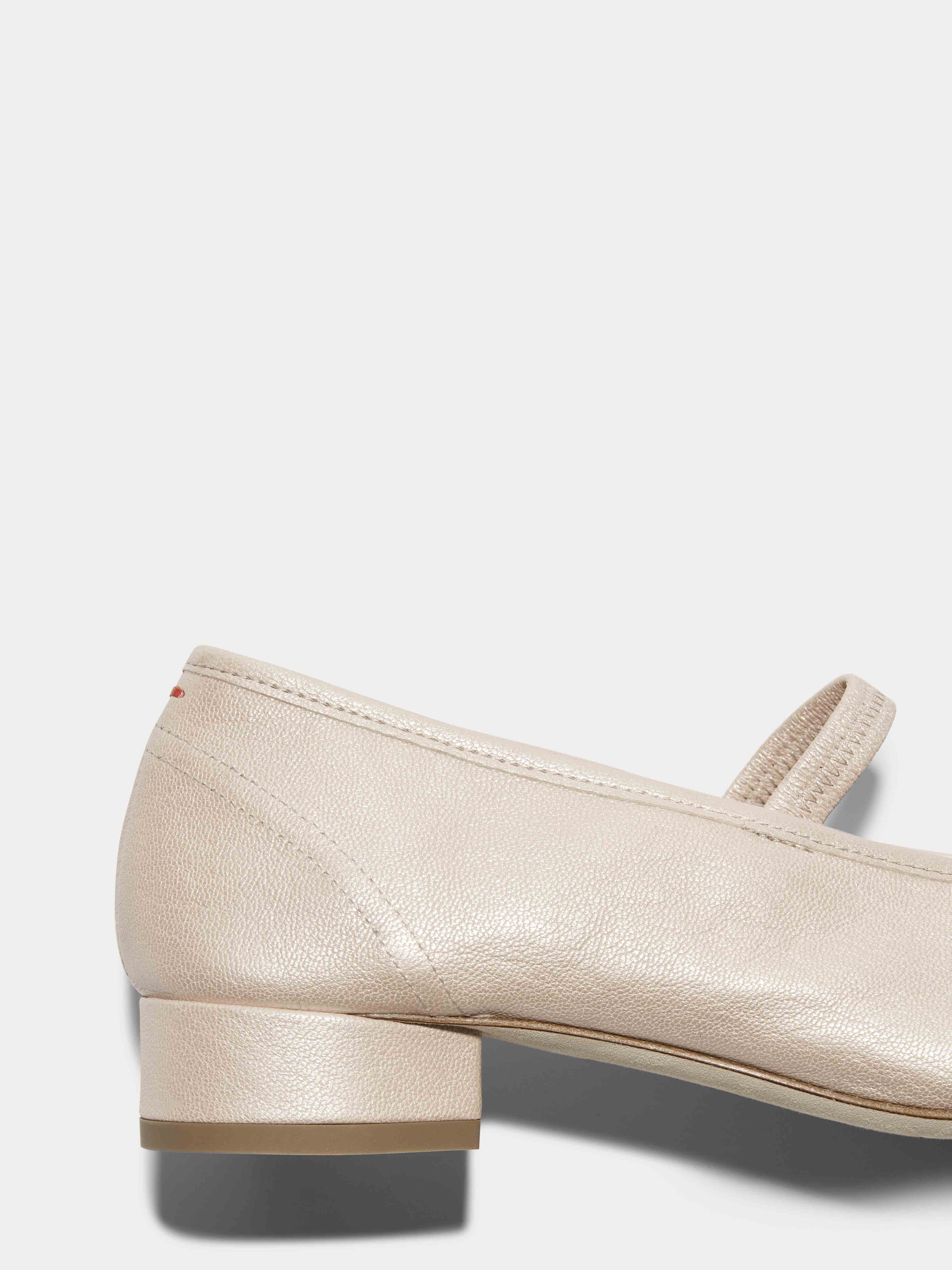 Aeyde | Pippa Leather Ballet Flats Leather Flats for Women | Peach Pearl Nappa | Round Toe | Low Heel | Heel Details