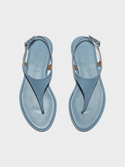 Aeyde | Raine Leather Flat Sandals for Women | Glass Nappa | Round Toe | Flat Heel | Front View