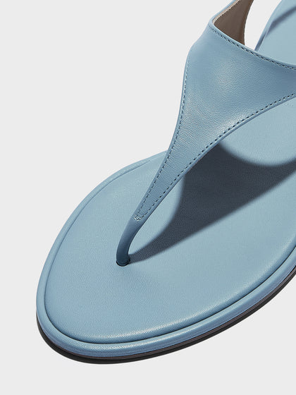 Aeyde | Raine Leather Flat Sandals for Women | Glass Nappa | Round Toe | Flat Heel | Heel Details