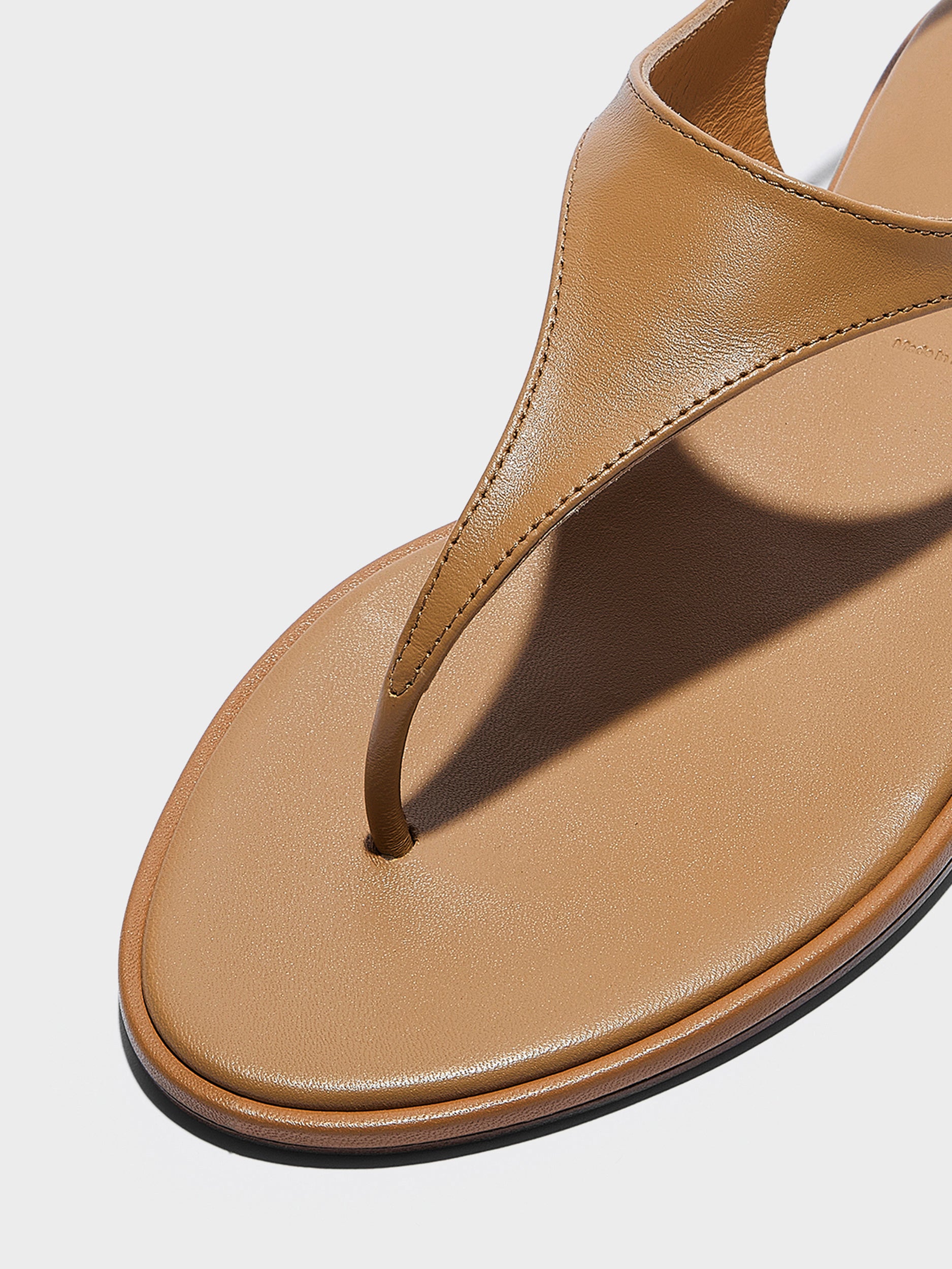 Aeyde | Raine Leather Flat Sandals for Women | Hazelnut Nappa | Round Toe | Flat Heel | Heel Details