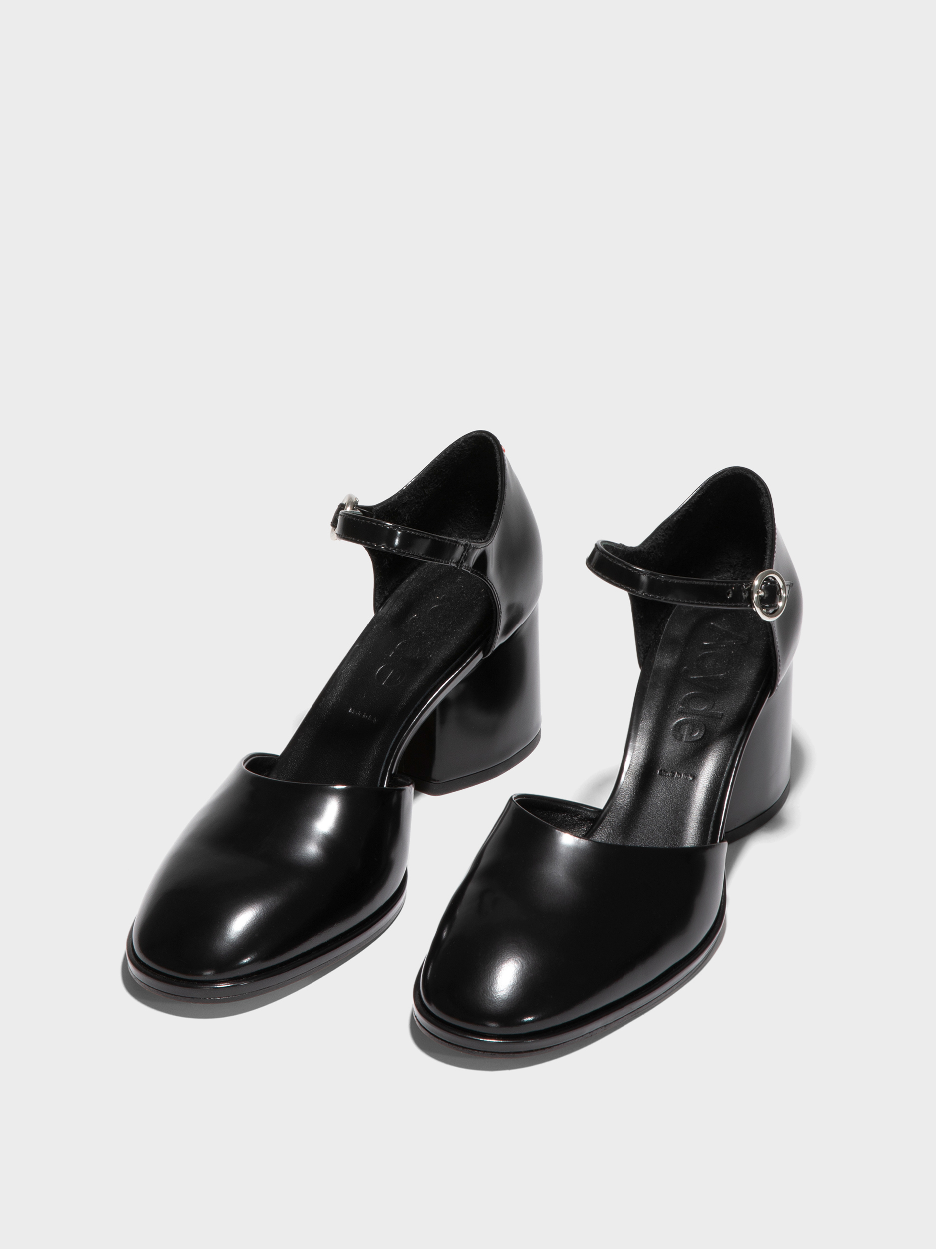 Aeyde | Rana Polido Pumps Leather Pumps for Women | Black Polido | Round Toe | Mid Heel | Luxury Materials | Handmade in Italy