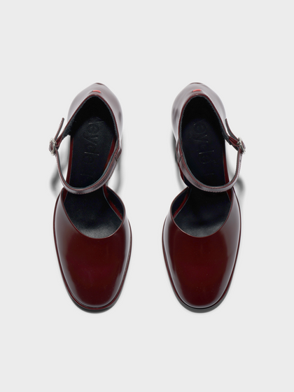 Aeyde | Rana Polido Pumps Leather Pumps for Women | Port Polido | Round Toe | Mid Heel | Front View