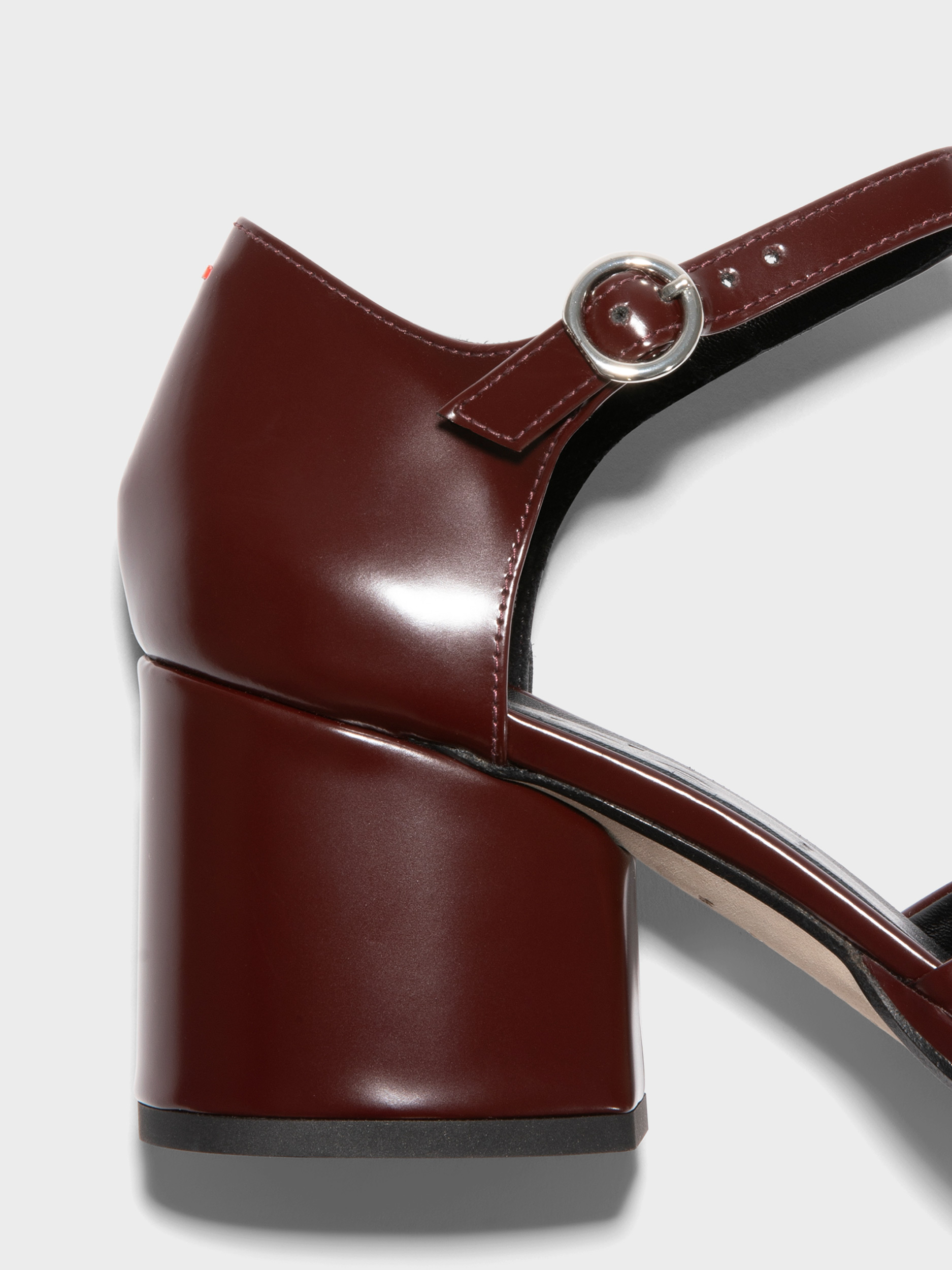 Aeyde | Rana Polido Pumps Leather Pumps for Women | Port Polido | Round Toe | Mid Heel | Heel Details