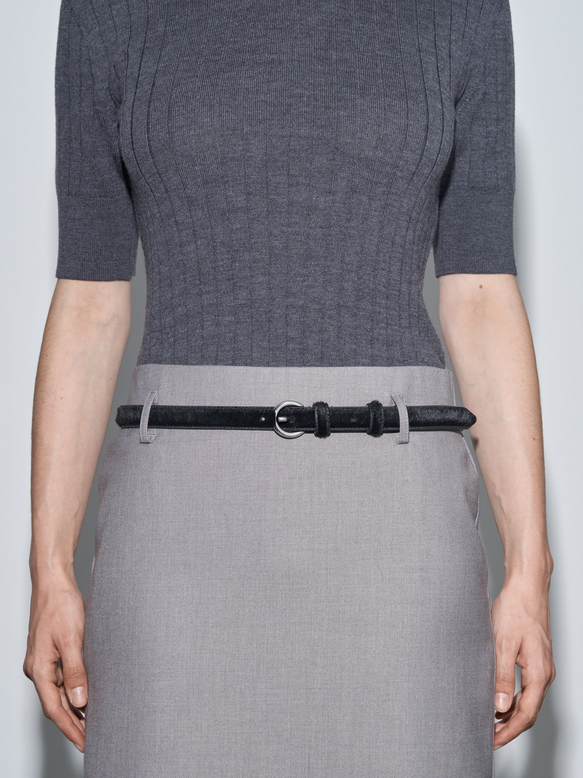 Reed Leather Belt | Black/Silver Ponyhair Reed Leather Belt | Black/Silver Ponyhair