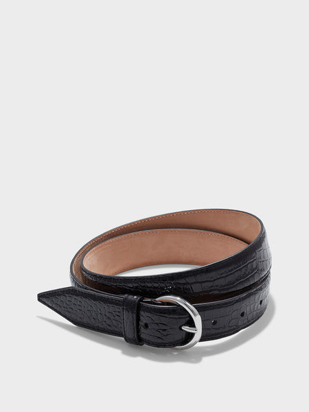 Reed Leather Belt | Black/Silver Croc