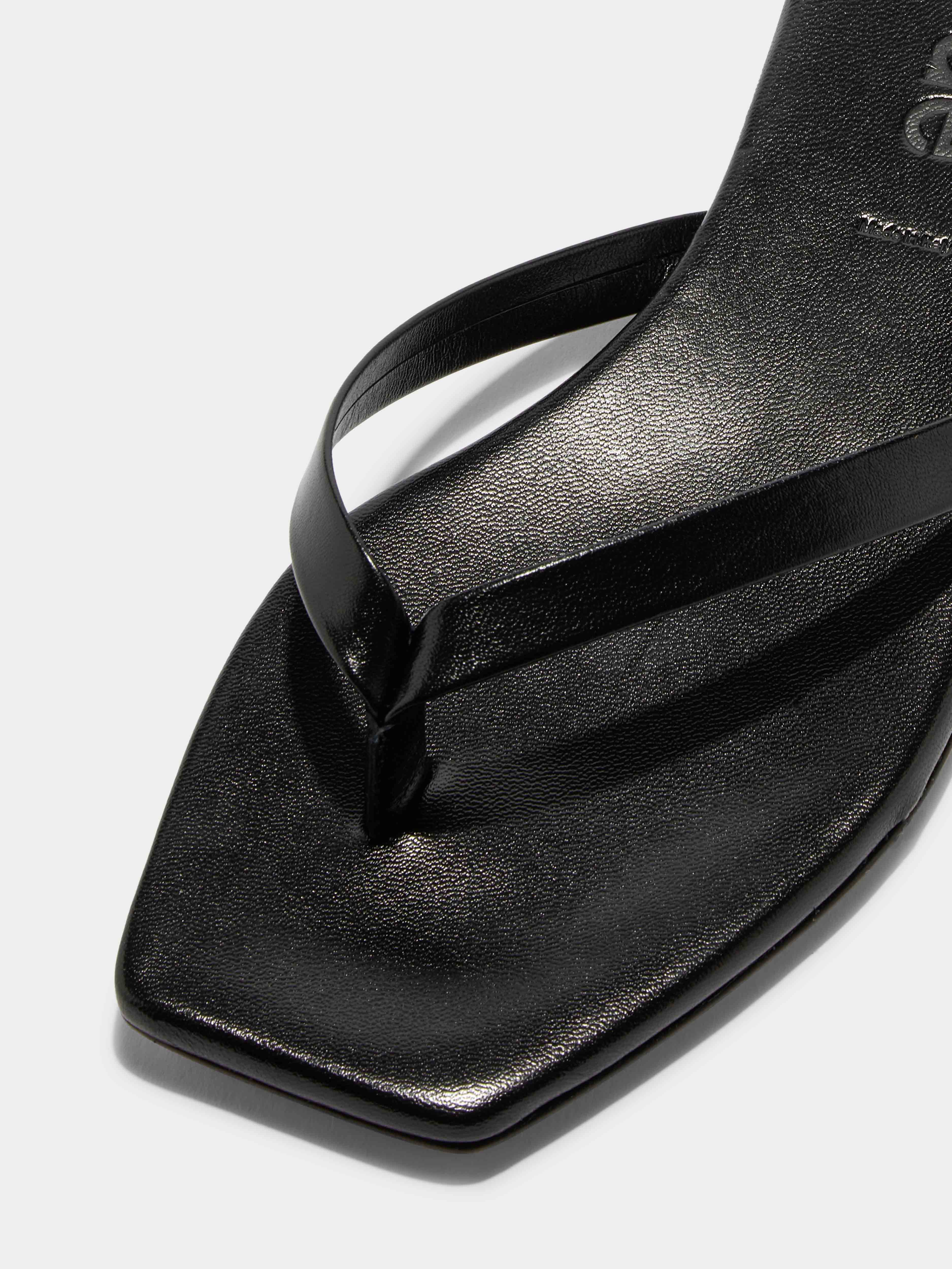 Renee Leather Flat Sandals | Black Nappa
