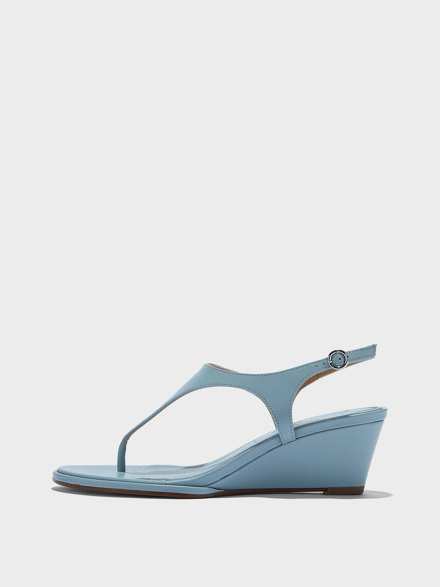 Aeyde | Roose Leather Heeled Sandals for Women | Glass Nappa | Round Toe | Mid Heel | Side View