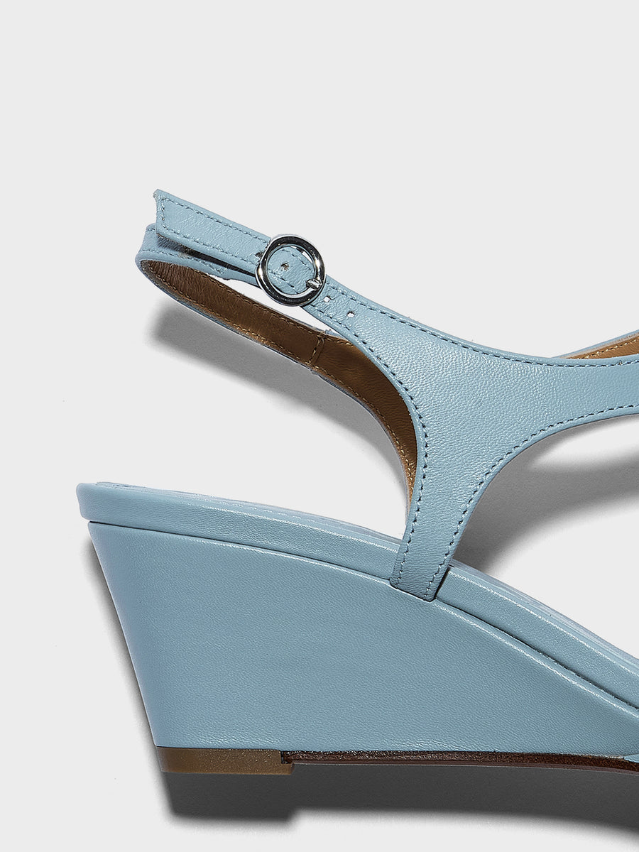 Aeyde | Roose Leather Heeled Sandals for Women | Glass Nappa | Round Toe | Mid Heel | Heel Details