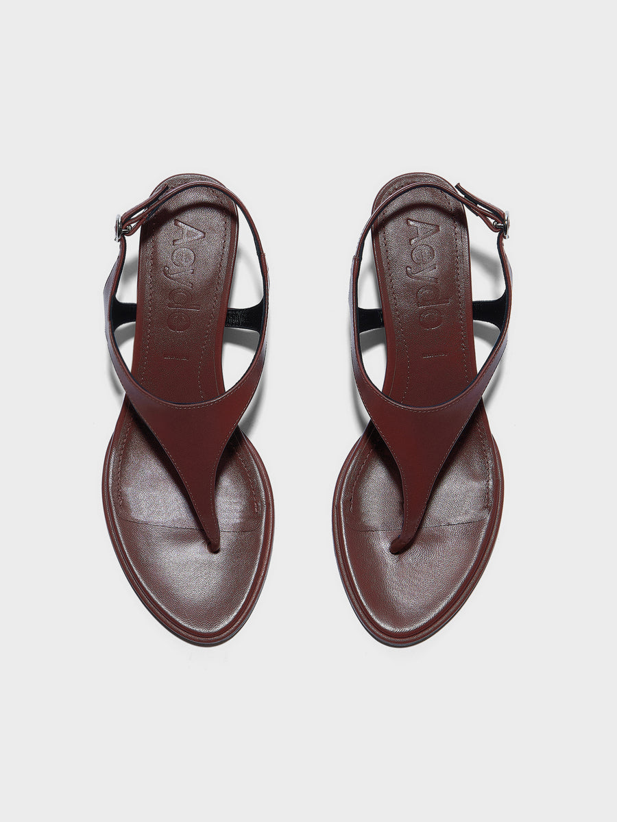 Aeyde | Roose Leather Heeled Sandals for Women | Port Nappa | Round Toe | Mid Heel | Front View
