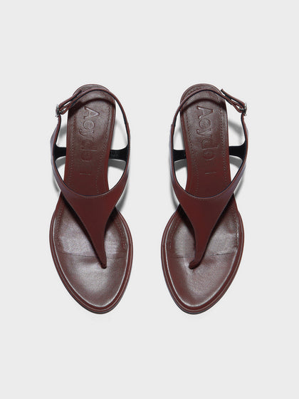 Aeyde | Roose Leather Heeled Sandals for Women | Port Nappa | Round Toe | Mid Heel | Front View