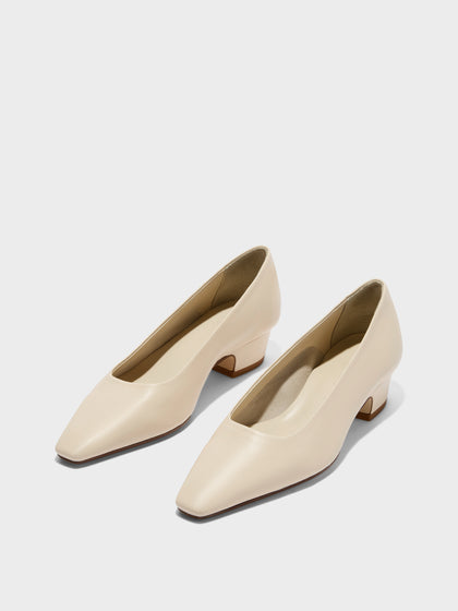 Aeyde | Rory Leather Pumps for Women | Creamy Nappa | Square Toe | Mid Heel | Luxury Materials | Handmade in Italy