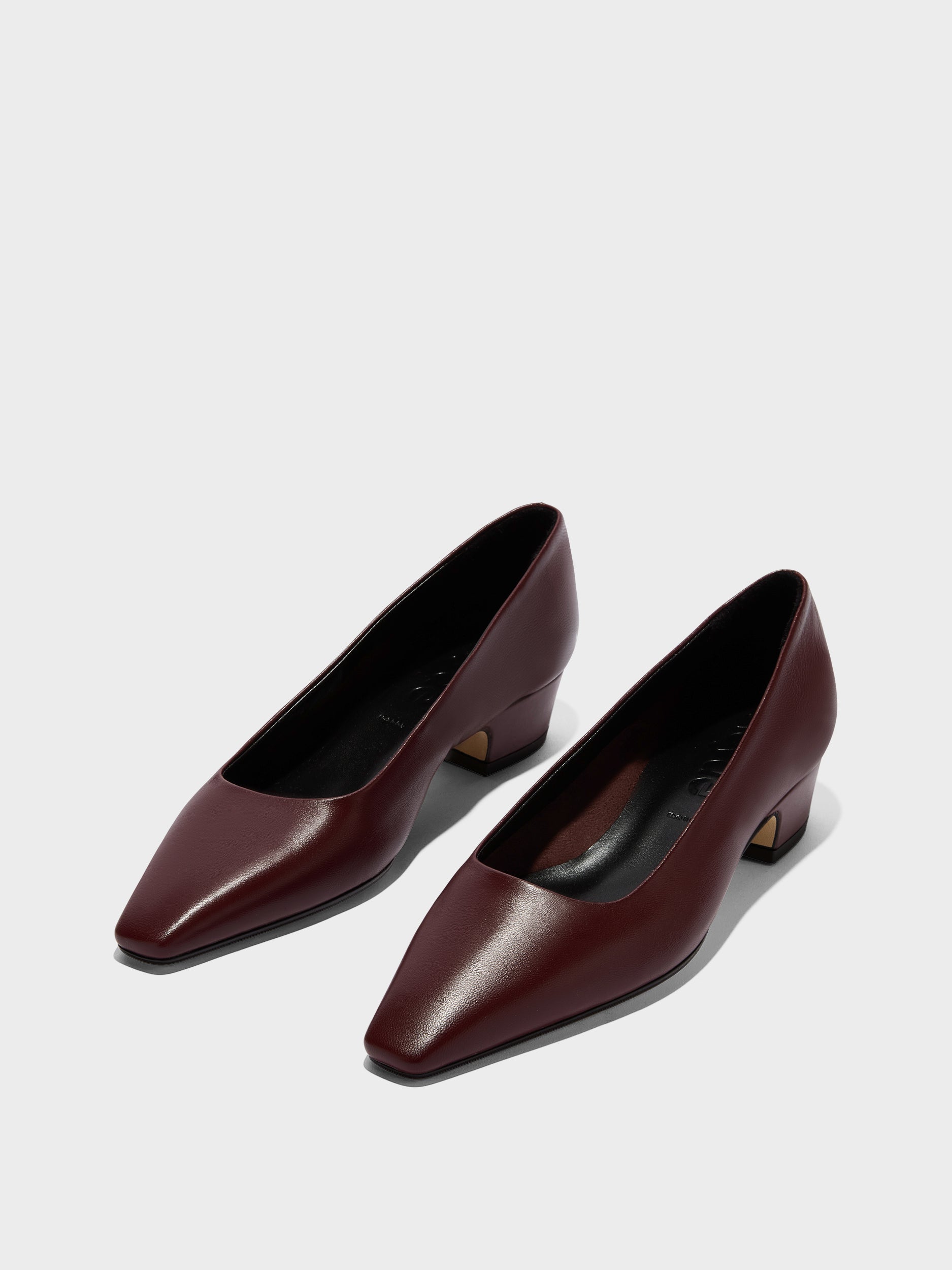 Aeyde | Rory Leather Pumps for Women | Port Nappa | Square Toe | Mid Heel | Luxury Materials | Handmade in Italy