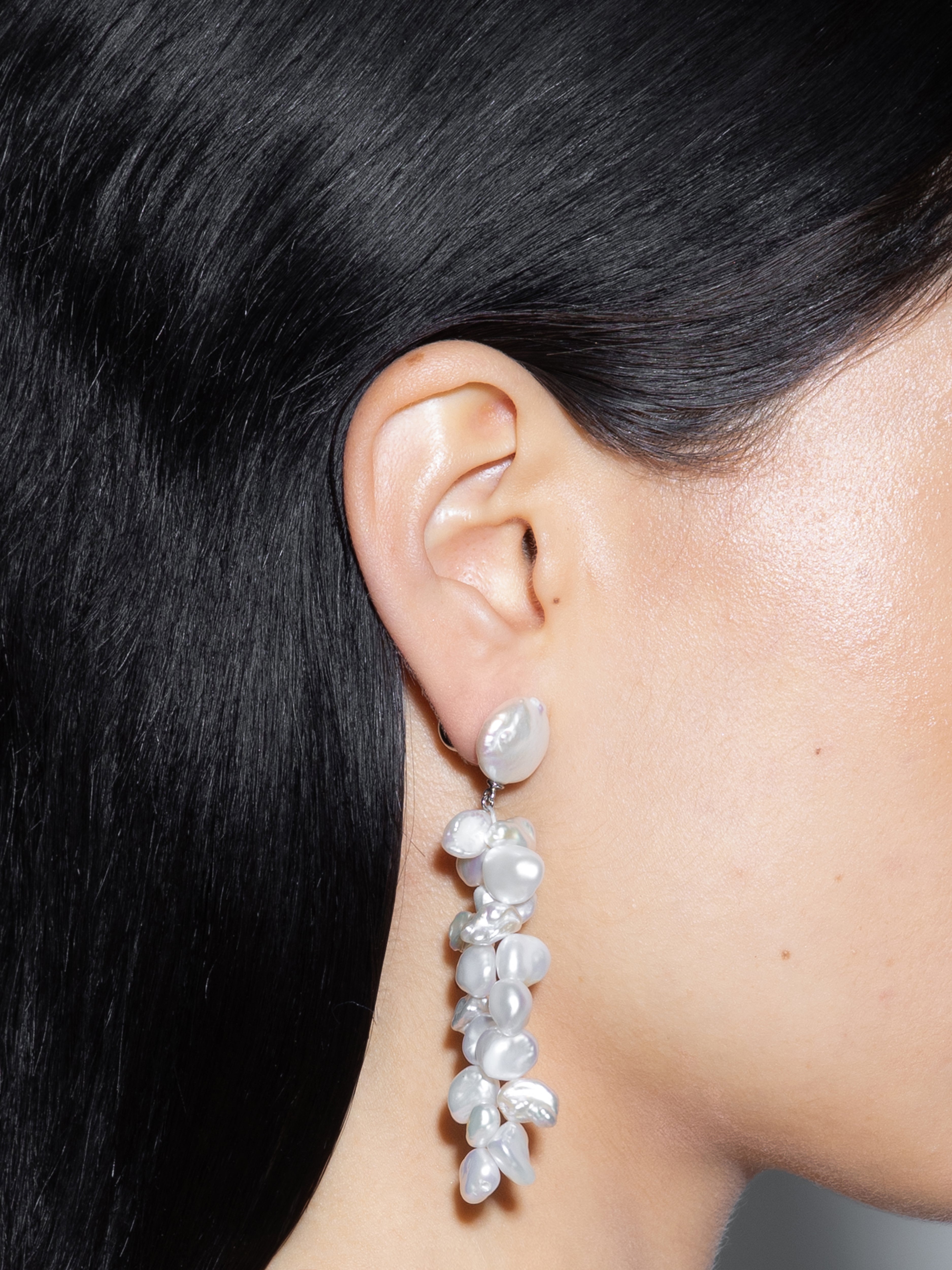 Rudi Pearl and Palladium-Plated Drop Earrings - Image 3
