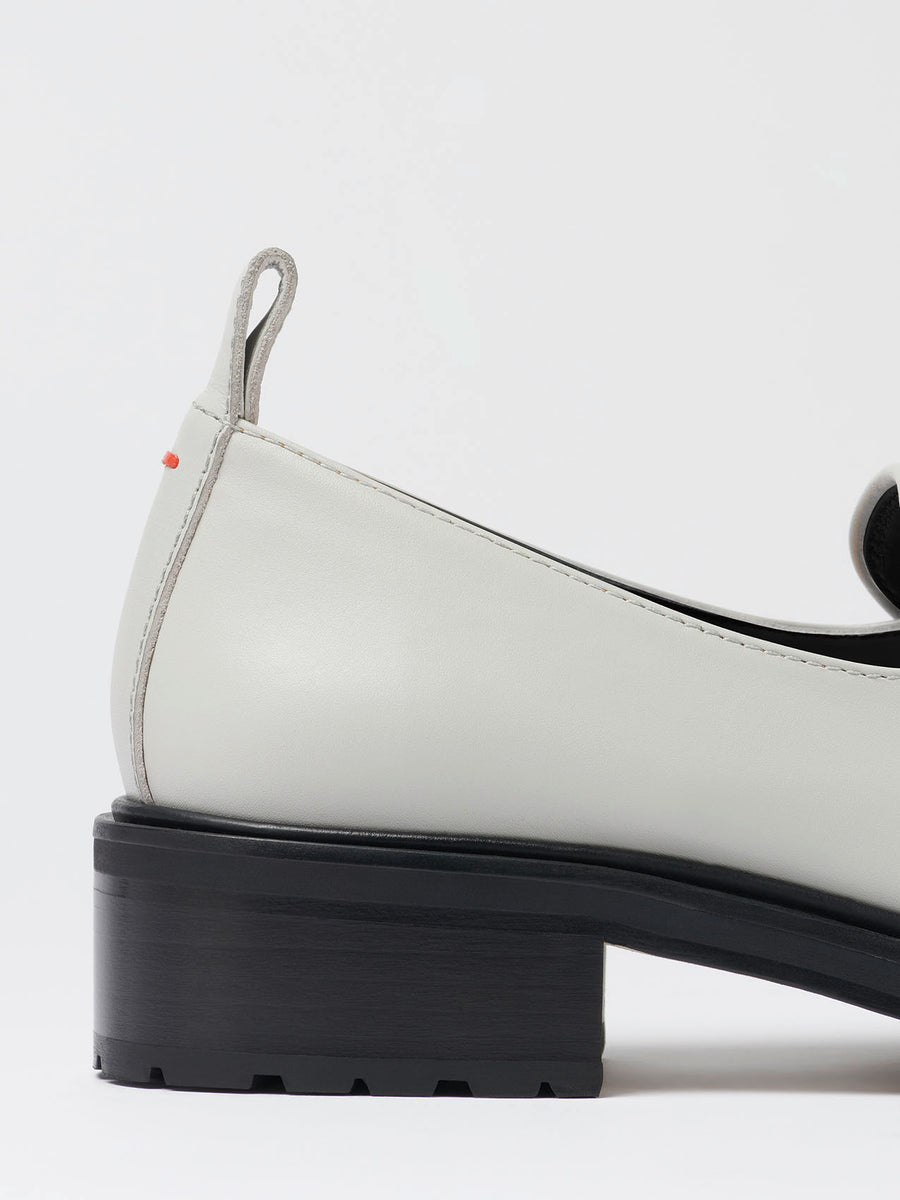 Aeyde | Ruth Chalk Calf Leather Loafers, Flats for Women |  | Round Toe | Mid Heel | Luxury Materials | Handmade in Italy