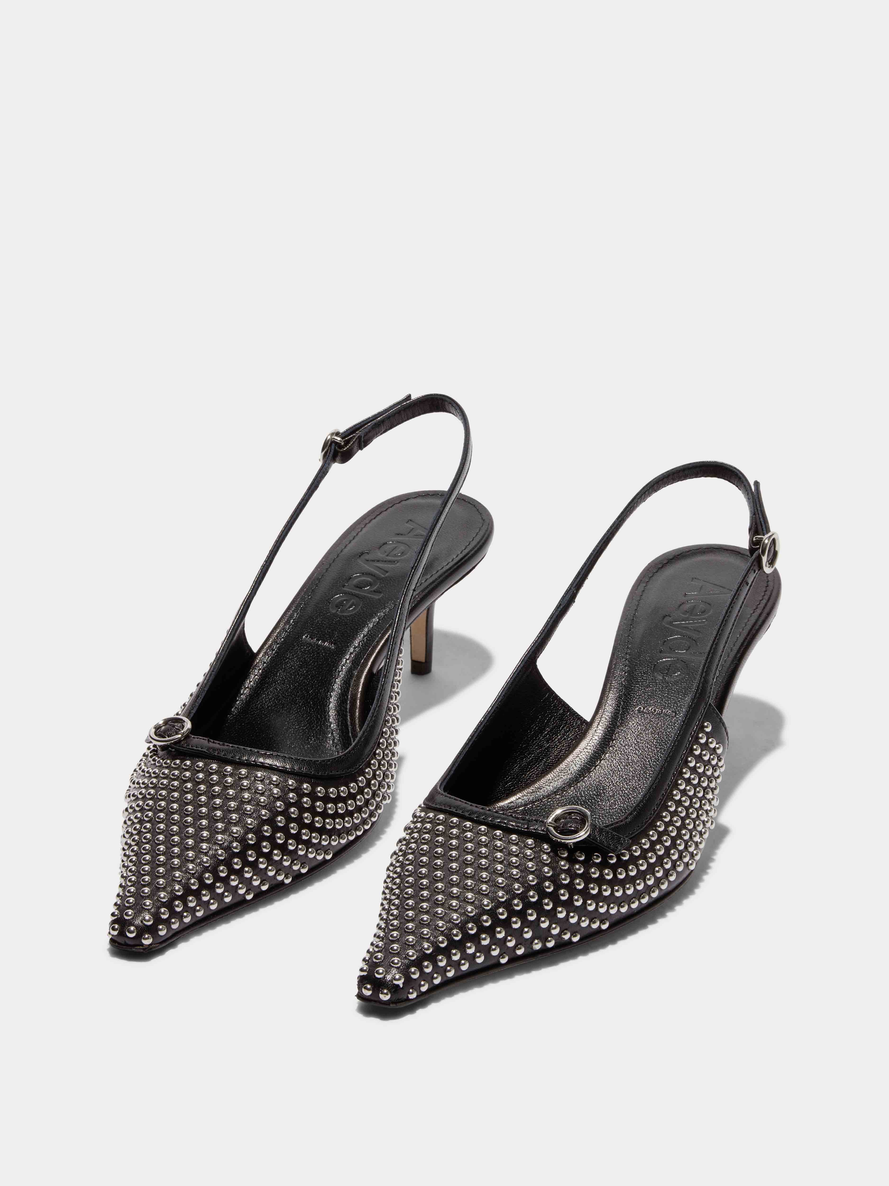 Saba Mini Stud Leather Slingback Pumps - Image 2