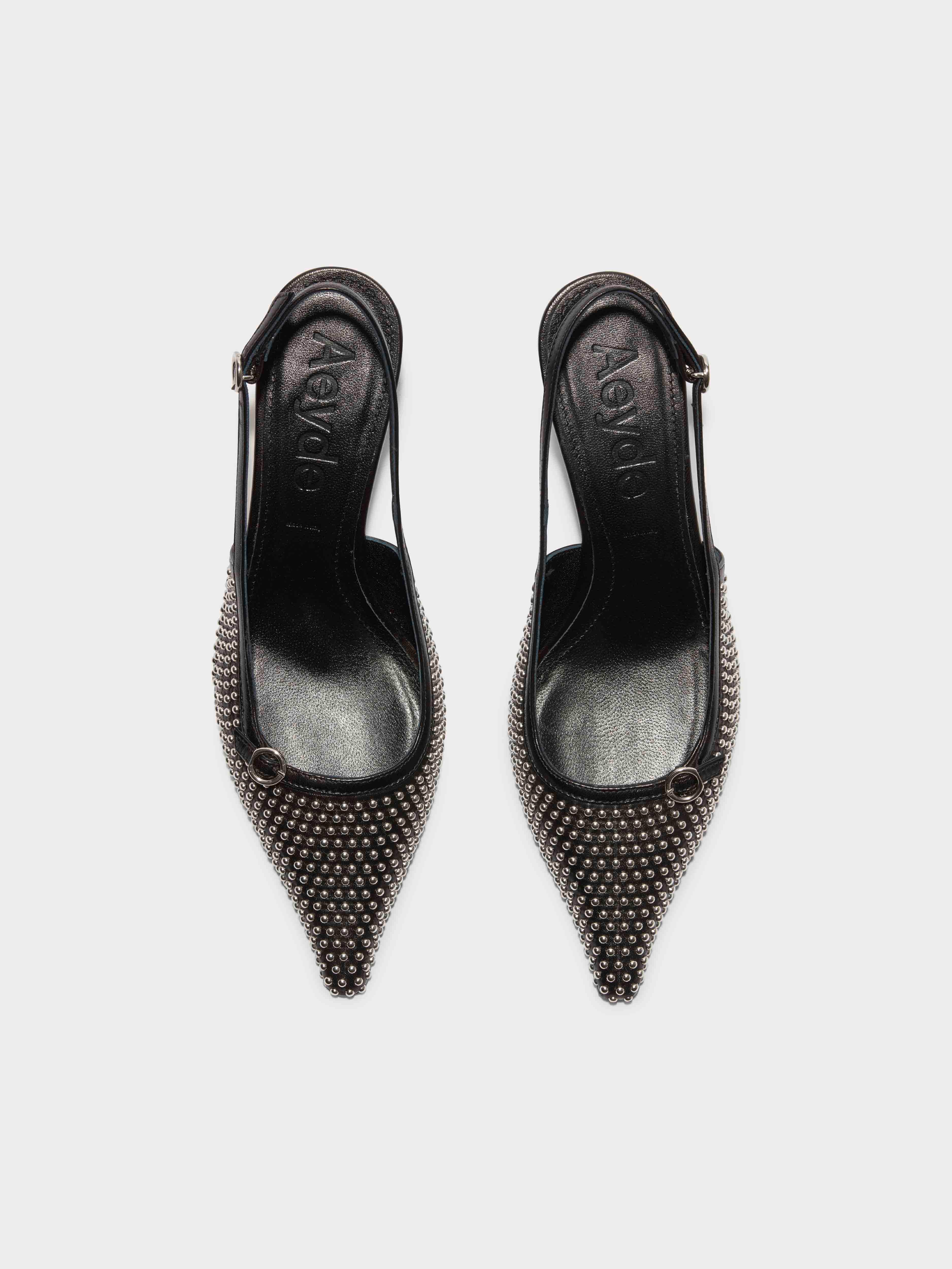 Saba Mini Stud Leather Slingback Pumps - Image 5