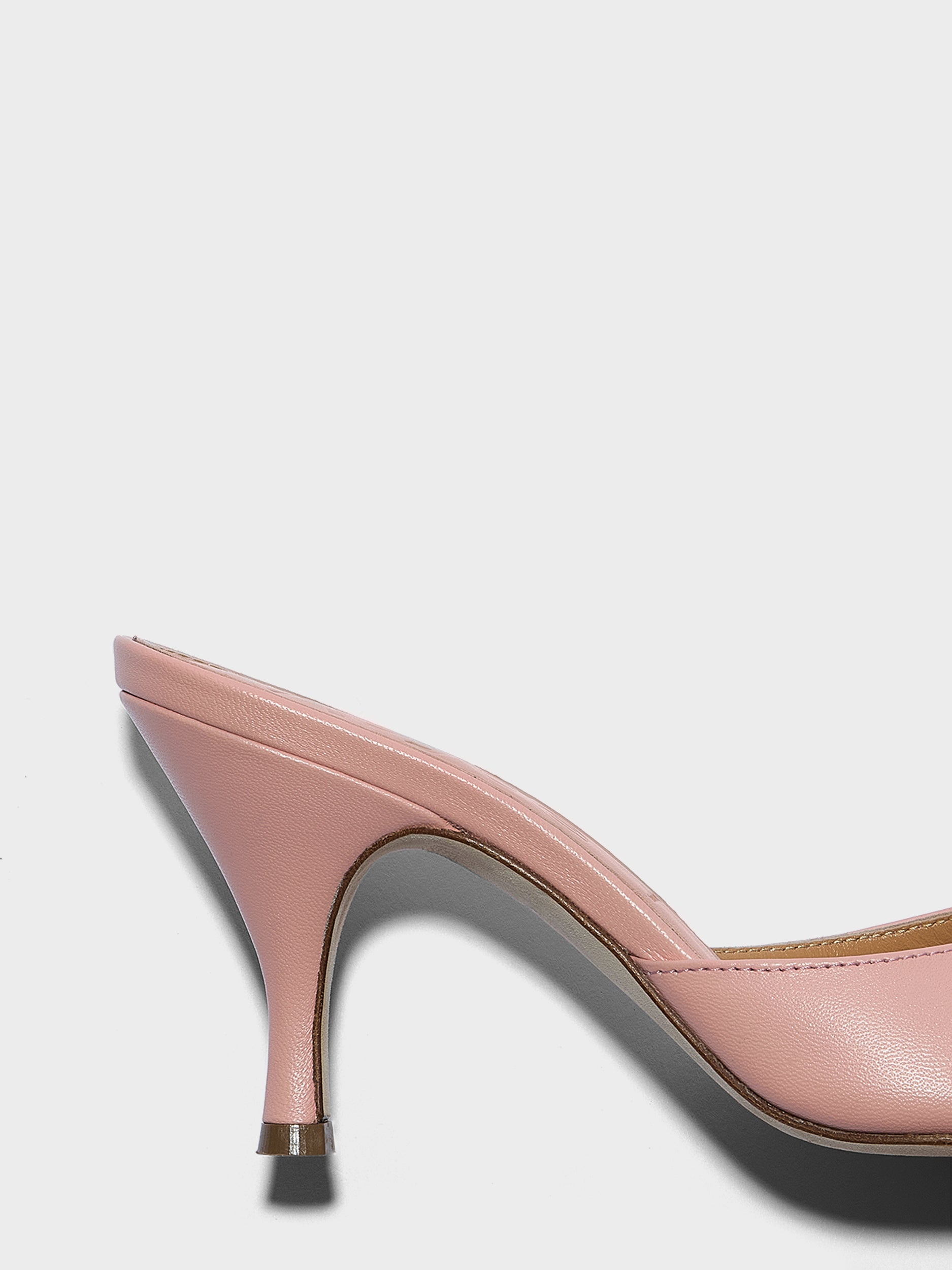 Aeyde | Samia Leather Heeled Sandals for Women | Dusty Pink Nappa | Round Toe | High Heel | Heel Details