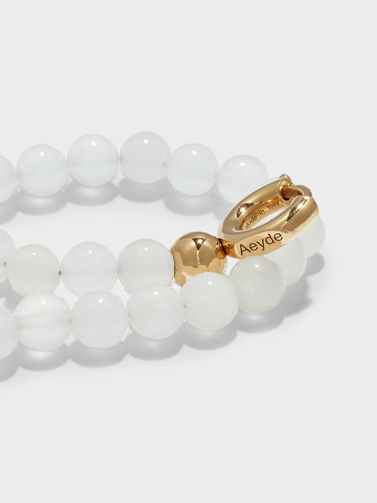 Aeyde | Seth White Jade and 18kt Gold-Plated Bracelet for Women | Luxury Materials | Handmade in Italy | Material Details
