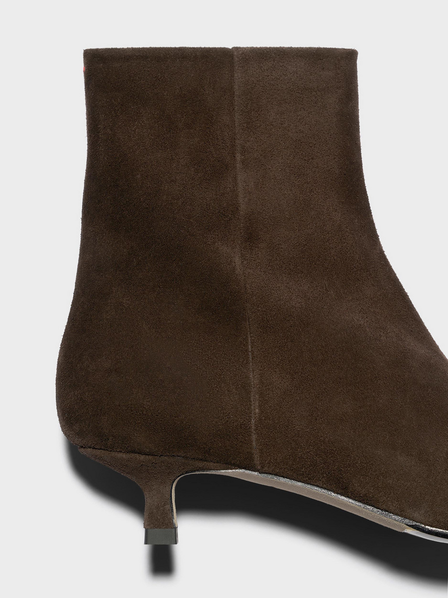Aeyde | Sofie Suede Ankle Boots Leather Ankle Boots for Women | Moka Suede | Pointed Toe | Low Heel | Heel Details