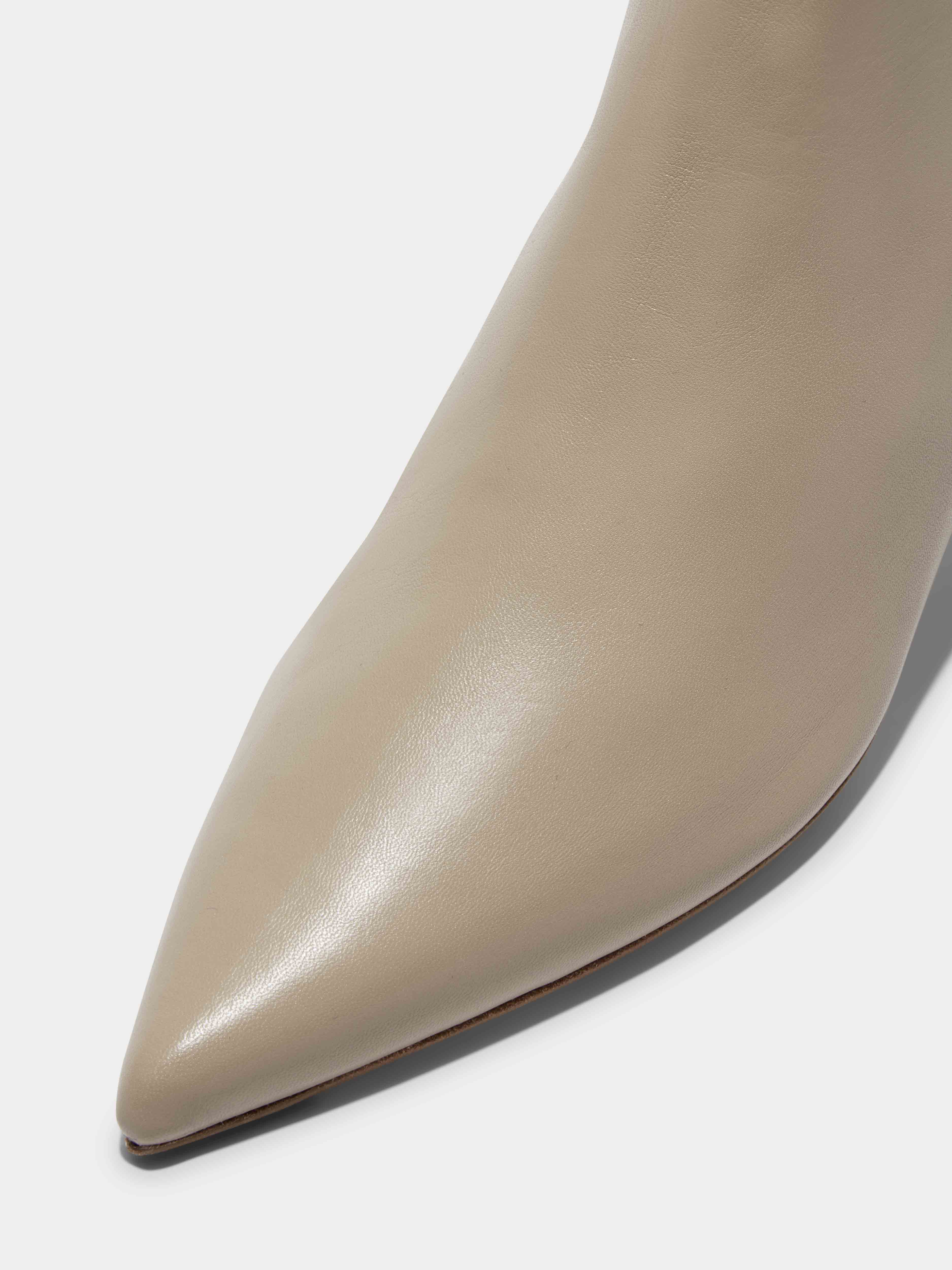 Aeyde | Sofie Leather Ankle Boots Leather Ankle Boots for Women | Latte Nappa | Pointed Toe | Low Heel | Luxury Materials | Handmade in Italy
