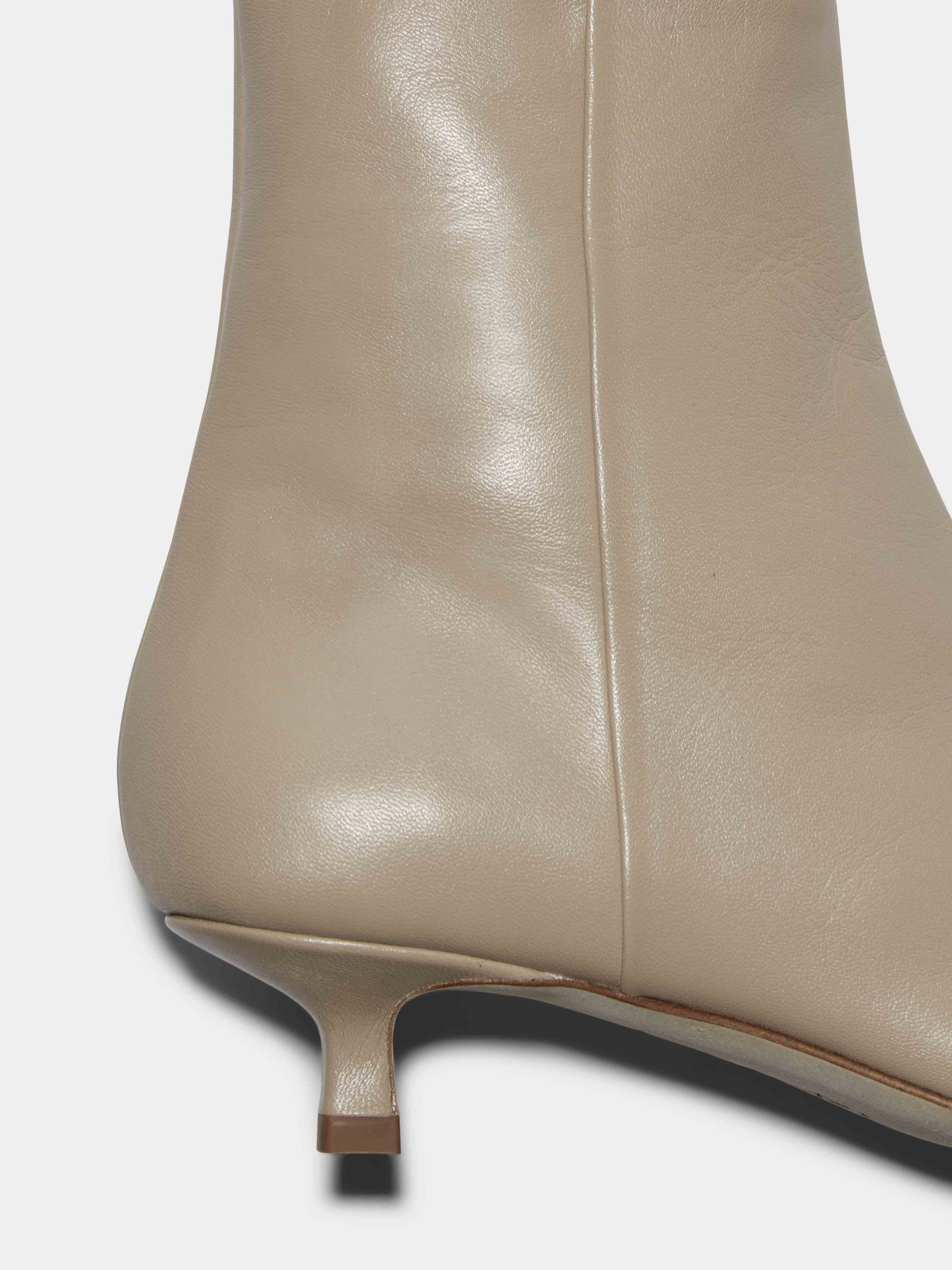Aeyde | Sofie Leather Ankle Boots Leather Ankle Boots for Women | Latte Nappa | Pointed Toe | Low Heel | Heel Details