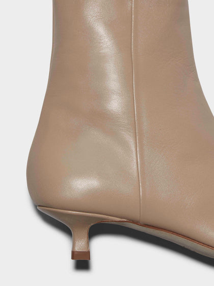 Aeyde | Sofie Leather Ankle Boots Leather Ankle Boots for Women | Latte Nappa | Pointed Toe | Low Heel | Heel Details