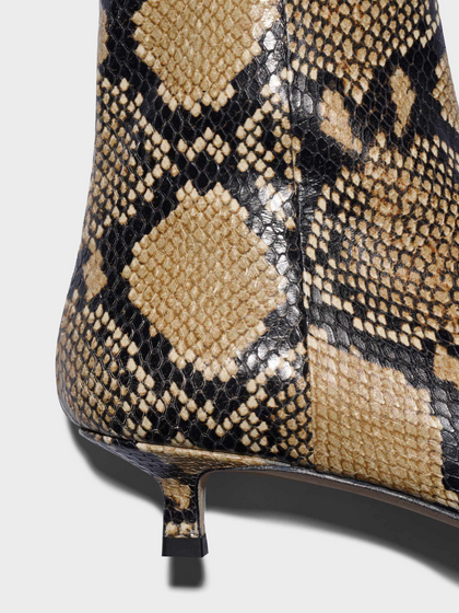 Aeyde | Sofie Leather Ankle Boots Leather Ankle Boots for Women | Hazelnut Snake | Pointed Toe | Low Heel | Heel Details