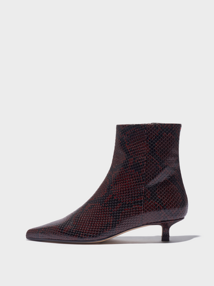 Aeyde | Sofie Leather Ankle Boots Leather Ankle Boots for Women | Port Snake | Pointed Toe | Low Heel | Side View